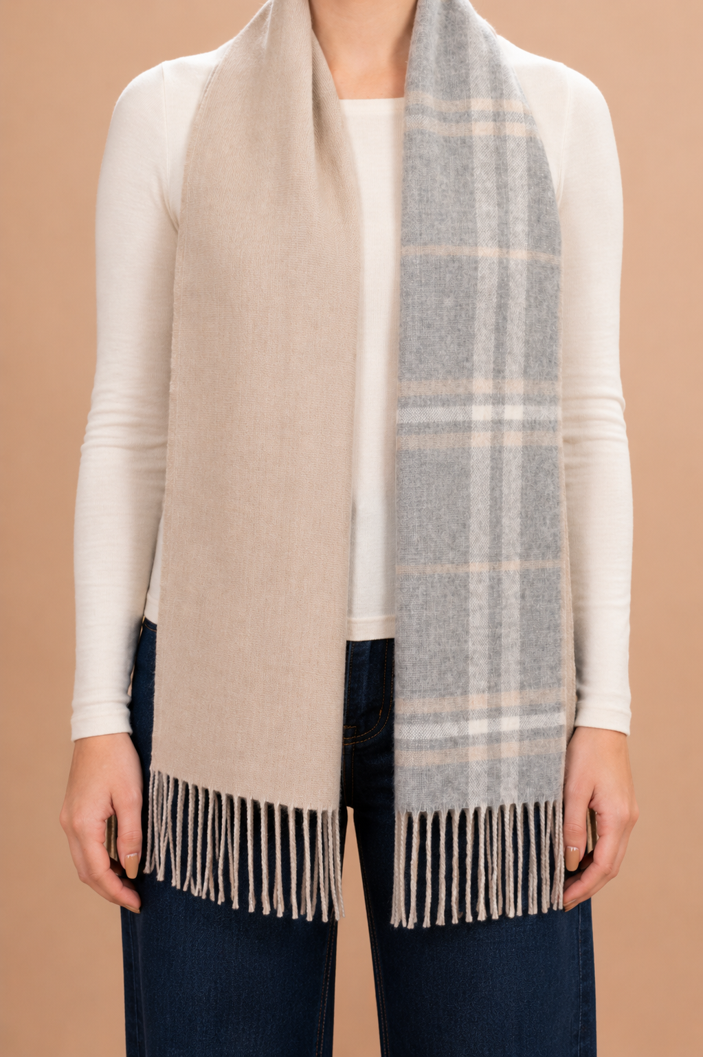 The Double Face Baby Alpaca Plaid Scarf