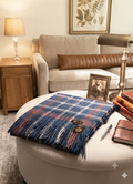 Blue Throw with Red & White Stripes