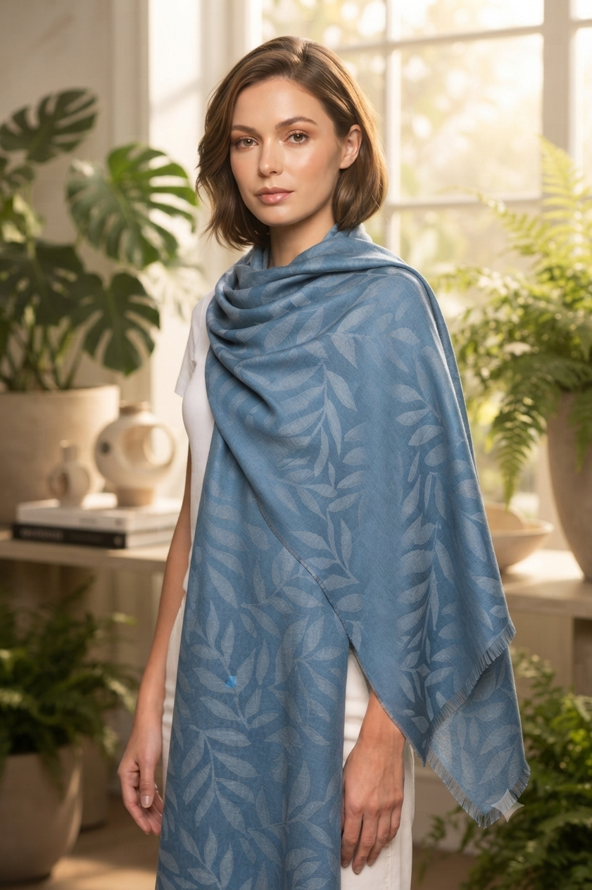 LEAF JACQUARD LADY SCARF