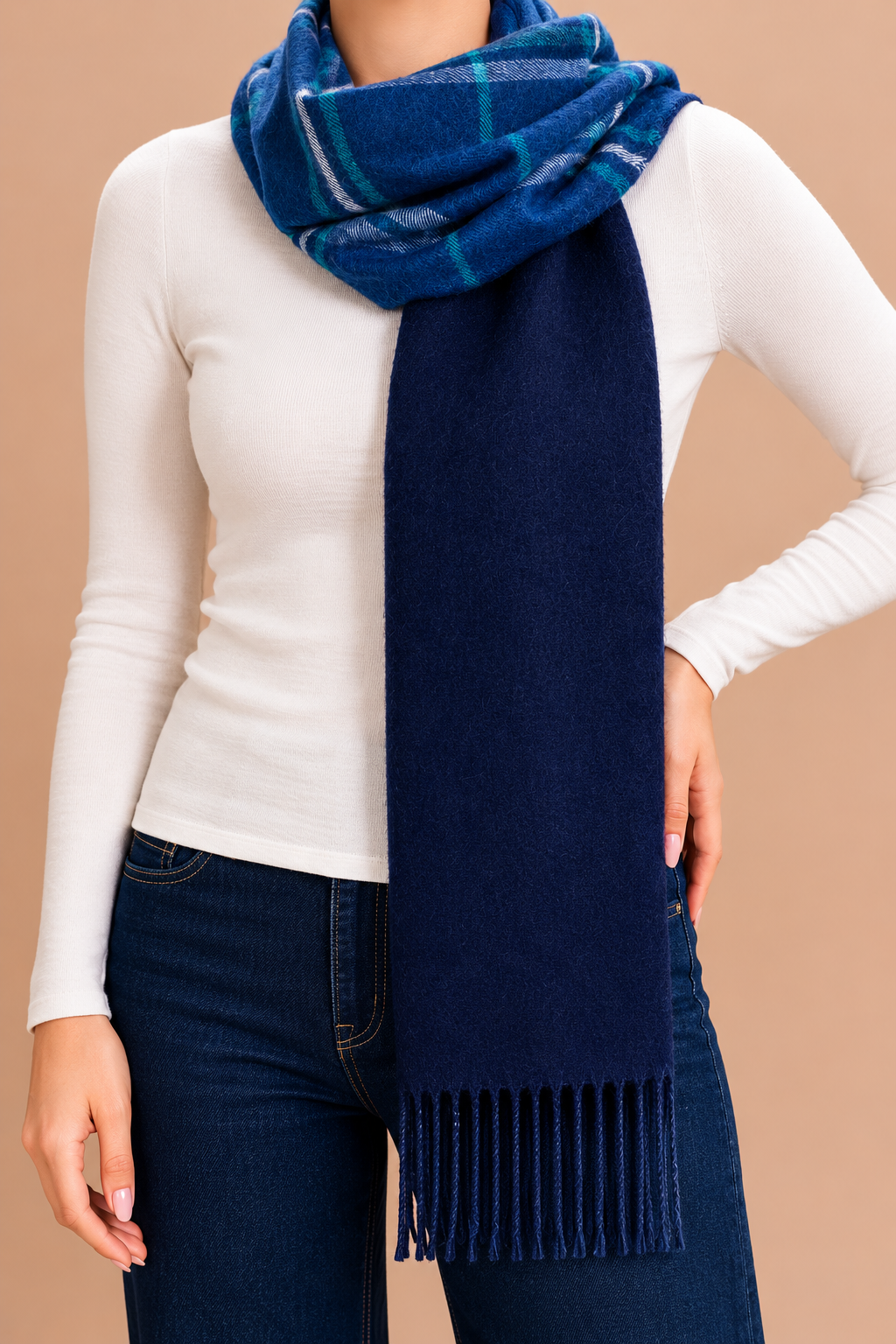 The Double Face Baby Alpaca Plaid Scarf
